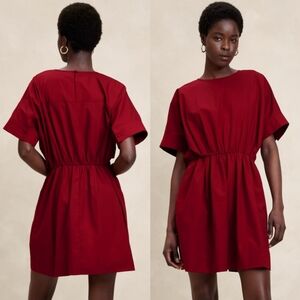 Banana Republic Burgundy Short Sleeve Mini Dress
